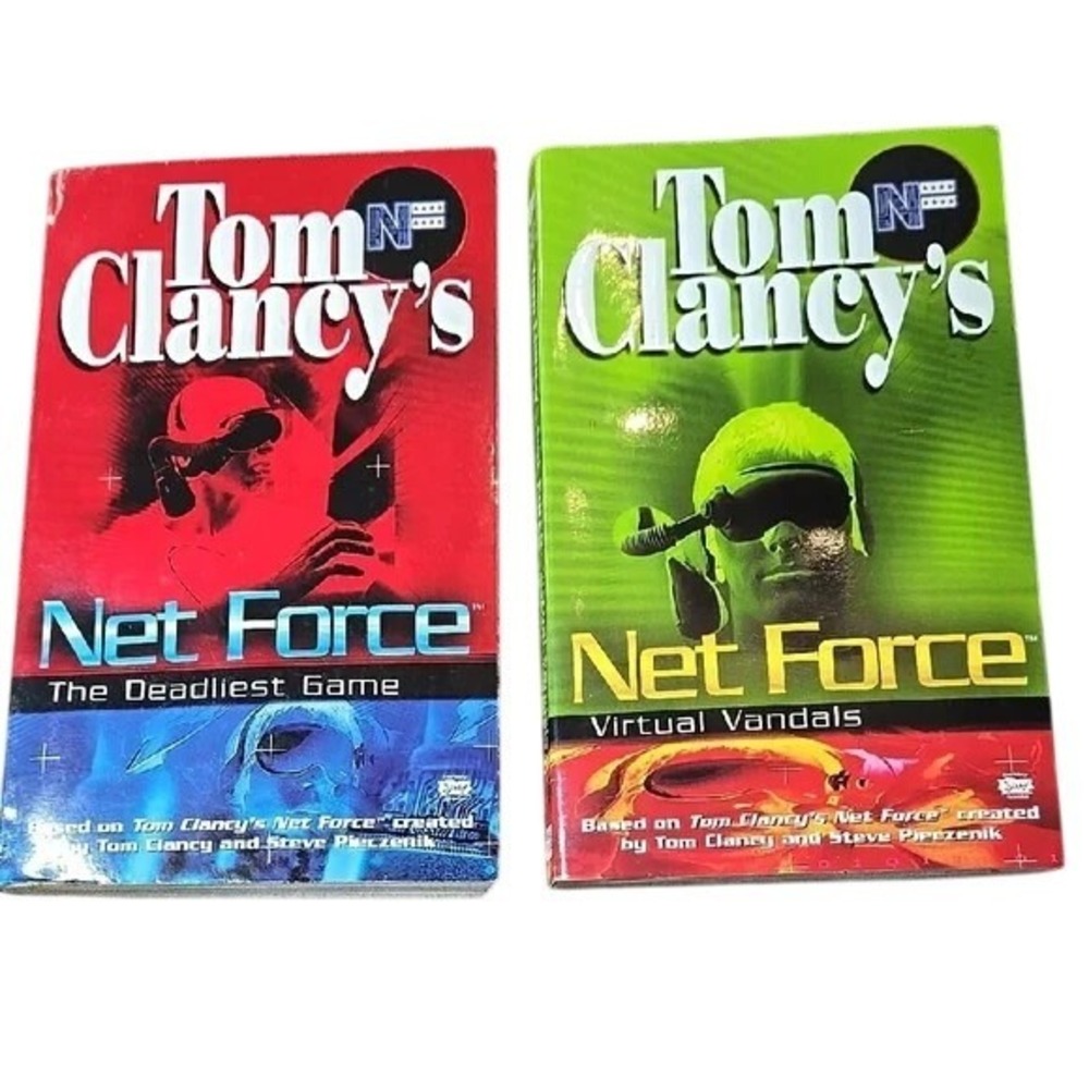Net Force - The Deadliest Game and Virtual Vandals by Tom Clancy- 2 Paperbacks